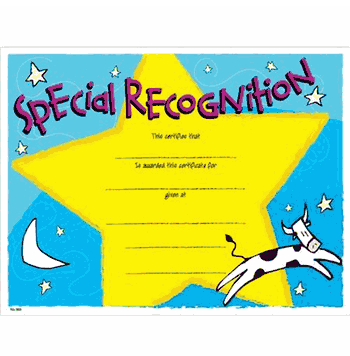 Special Recognition Cow Certificates - Click to enlarge