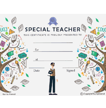 Special Teacher Certificate - Free Template - Design 2 - Click to enlarge