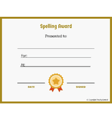Spelling Award Free Template