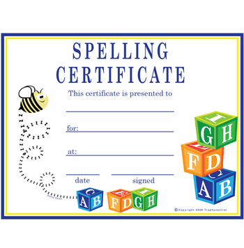 Free Spelling Certificates, Printable Spelling Certificate, Spelling ...