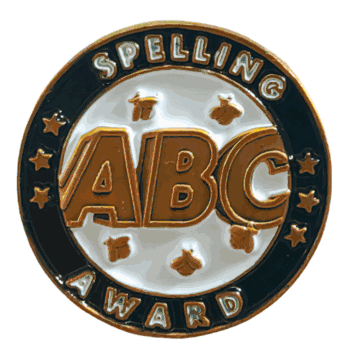 Spelling Gold Enamel Lapel Pin - Click to enlarge