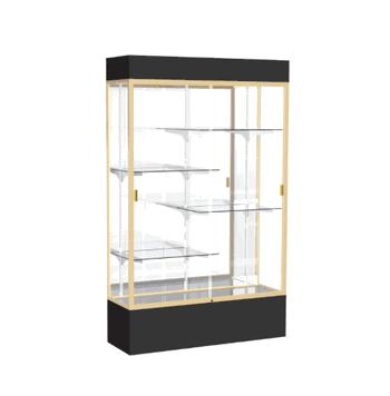 Spirit Black Display Case (Lighted), Mirror Back w/ Champagne aluminum frame finish, 80"H x 48"W x 16"D - Click to enlarge