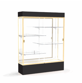 Spirit Black Display Case (Lighted), Mirror Back w/ Champagne aluminum frame finish, 80"H x 60"W x 16"D - Click to enlarge