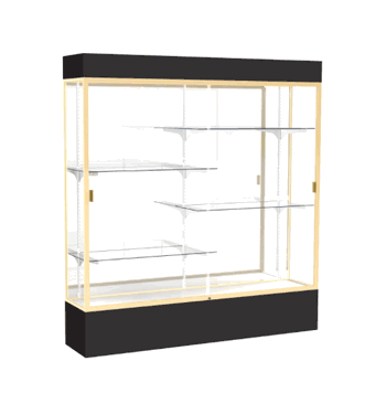 Spirit Black Display Case (Lighted), Mirror Back w/ Champagne aluminum frame finish, 80"H x 72"W x 16"D - Click to enlarge