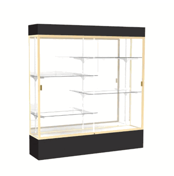 Spirit Black Display Case (Lighted), Mirror Back w/ Champagne aluminum frame finish, 80"H x 72"W x 16"D - Click to enlarge