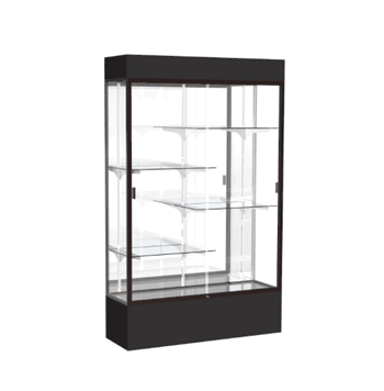Spirit Black Display Case (Lighted), Mirror Back w/ Dark Bronze aluminum frame finish, 80"H x 48"W x 16"D - Click to enlarge