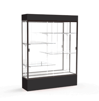 Spirit Black Display Case (Lighted), Mirror Back w/ Dark Bronze aluminum frame finish, 80"H x 60"W x 16"D - Click to enlarge