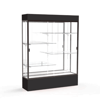 Spirit Black Display Case (Lighted), Mirror Back w/ Dark Bronze aluminum frame finish, 80"H x 60"W x 16"D - Click to enlarge