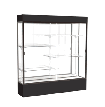 Spirit Black Display Case (Lighted), Mirror Back w/ Dark Bronze aluminum frame finish, 80"H x 72"W x 16"D - Click to enlarge
