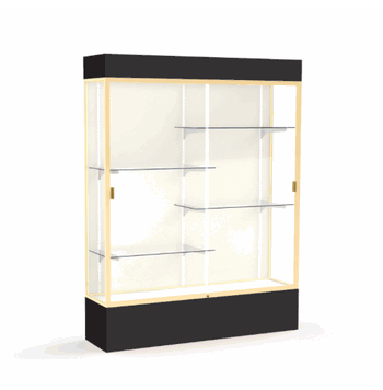 Spirit Black Display Case (Lighted), Plaque Fabric Back w/ Champagne aluminum frame finish, 80"H x 60"W x 16"D - Click to enlarge