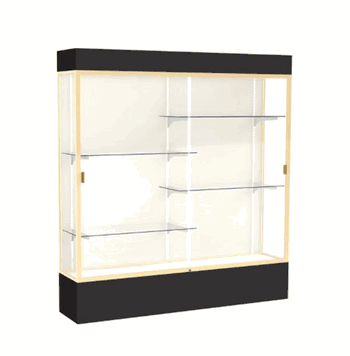 Spirit Black Display Case (Lighted), Plaque Fabric Back w/ Champagne aluminum frame finish, 80"H x 72"W x 16"D - Click to enlarge