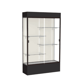 Spirit Black Display Case (Lighted), Plaque Fabric Back w/ Dark Bronze aluminum frame finish, 80"H x 48"W x 16"D - Click to enlarge