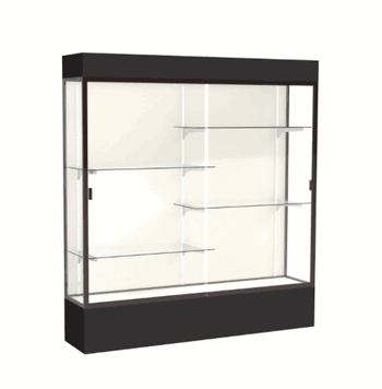 Spirit Black Display Case (Lighted), Plaque Fabric Back w/ Dark Bronze aluminum frame finish, 80"H x 72"W x 16"D - Click to enlarge