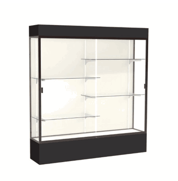 Spirit Black Display Case (Lighted), Plaque Fabric Back w/ Dark Bronze aluminum frame finish, 80"H x 72"W x 16"D - Click to enlarge