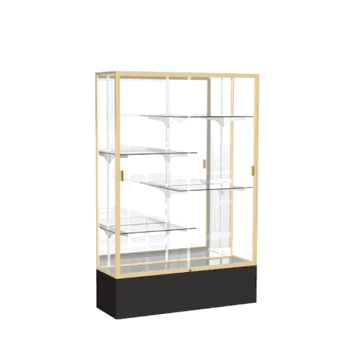 Spirit Black Display Case (Unighted), Mirror Back w/ Champagne aluminum frame finish, 72"H x 48"W x 16"D - Click to enlarge