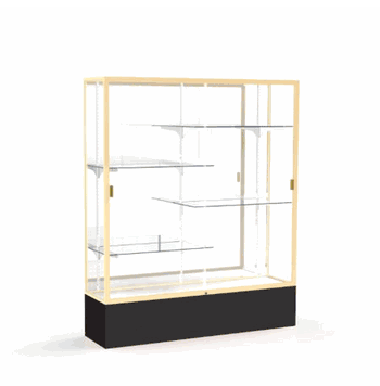 Spirit Black Display Case (Unighted), Mirror Back w/ Champagne aluminum frame finish, 72"H x 60"W x 16"D - Click to enlarge