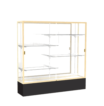 Spirit Black Display Case (Unighted), Mirror Back w/ Champagne aluminum frame finish, 72"H x 72"W x 16"D - Click to enlarge