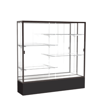 Spirit Black Display Case (Unighted), Mirror Back w/ Dark Bronze aluminum frame finish, 72"H x 72"W x 16"D - Click to enlarge