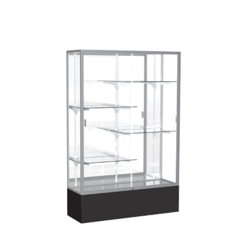 Spirit Black Display Case (Unighted), Mirror Back w/ Satin Natural aluminum frame finish, 72"H x 48"W x 16"D - Click to enlarge