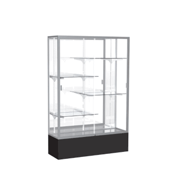 Spirit Black Display Case (Unighted), Mirror Back w/ Satin Natural aluminum frame finish, 72"H x 48"W x 16"D - Click to enlarge