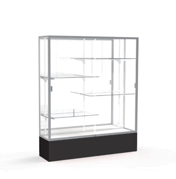Spirit Black Display Case (Unighted), Mirror Back w/ Satin Natural aluminum frame finish, 72"H x 60"W x 16"D - Click to enlarge
