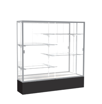 Spirit Black Display Case (Unighted), Mirror Back w/ Satin Natural aluminum frame finish, 72"H x 72"W x 16"D - Click to enlarge