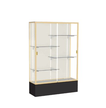 Spirit Black Display Case (Unighted), Plaque Fabric Back w/ Champagne aluminum frame finish, 72"H x 48"W x 16"D - Click to enlarge