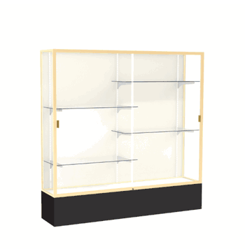 Spirit Black Display Case (Unighted), Plaque Fabric Back w/ Champagne aluminum frame finish, 72"H x 72"W x 16"D - Click to enlarge