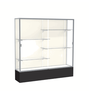 Spirit Black Display Case (Unighted), Plaque Fabric Back w/ Satin Natural aluminum frame finish, 72"H x 72"W x 16"D - Click to enlarge