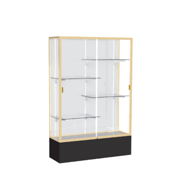 Spirit Black Display Case (Unighted), White Laminate Back w/ Champagne aluminum frame finish, 72"H x 48"W x 16"D - Click to enlarge