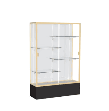 Spirit Black Display Case (Unighted), White Laminate Back w/ Champagne aluminum frame finish, 72"H x 48"W x 16"D - Click to enlarge