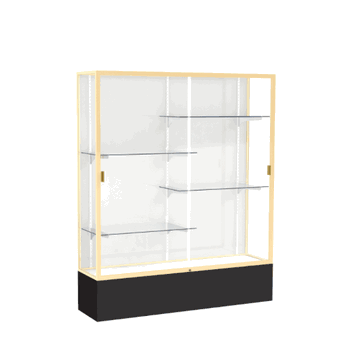 Spirit Black Display Case (Unighted), White Laminate Back w/ Champagne aluminum frame finish, 72"H x 60"W x 16"D - Click to enlarge