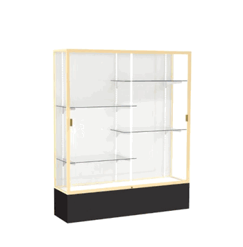 Spirit Black Display Case (Unighted), White Laminate Back w/ Champagne aluminum frame finish, 72"H x 60"W x 16"D - Click to enlarge