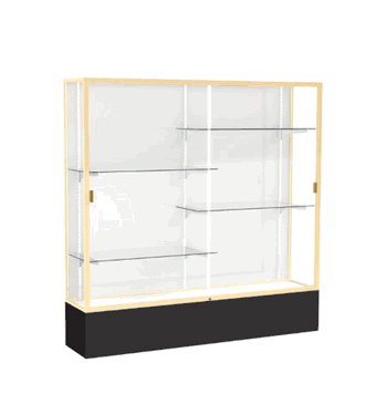 Spirit Black Display Case (Unighted), White Laminate Back w/ Champagne aluminum frame finish, 72"H x 72"W x 16"D - Click to enlarge