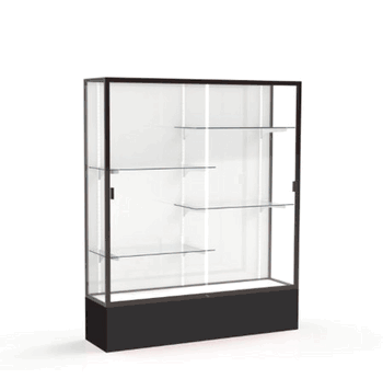 Spirit Black Display Case (Unighted), White Laminate Back w/ Dark Bronze aluminum frame finish, 72"H x 60"W x 16"D - Click to enlarge