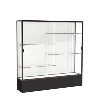 Spirit Black Display Case (Unighted), White Laminate Back w/ Dark Bronze aluminum frame finish, 72"H x 72"W x 16"D - Click to enlarge