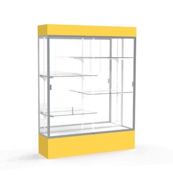 Spirit Goldenrod Display Case (Lighted), Mirror Back w/ Satin Natural aluminum frame finish, 80"H x 60"W x 16"D - Click to enlarge
