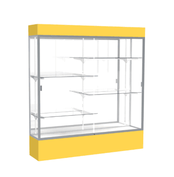 Spirit Goldenrod Display Case (Lighted), Mirror Back w/ Satin Natural aluminum frame finish, 80"H x 72"W x 16"D - Click to enlarge