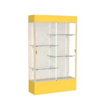 Spirit Goldenrod Display Case (Lighted), Plaque Fabric Back w/ Champagne aluminum frame finish, 80"H x 48"W x 16"D - Click to enlarge