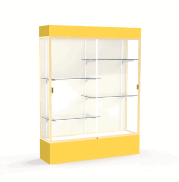 Spirit Goldenrod Display Case (Lighted), Plaque Fabric Back w/ Champagne aluminum frame finish, 80"H x 60"W x 16"D - Click to enlarge