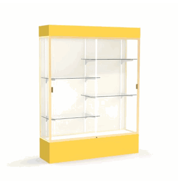 Spirit Goldenrod Display Case (Lighted), Plaque Fabric Back w/ Champagne aluminum frame finish, 80"H x 60"W x 16"D - Click to enlarge
