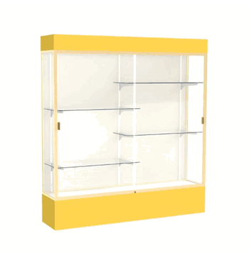 Spirit Goldenrod Display Case (Lighted), Plaque Fabric Back w/ Champagne aluminum frame finish, 80"H x 72"W x 16"D - Click to enlarge