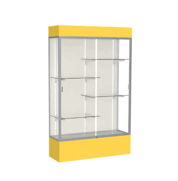 Spirit Goldenrod Display Case (Lighted), Plaque Fabric Back w/ Satin Natural aluminum frame finish, 80"H x 48"W x 16"D - Click to enlarge