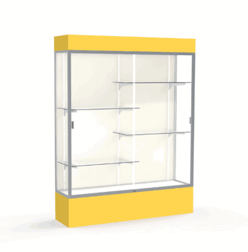 Spirit Goldenrod Display Case (Lighted), Plaque Fabric Back w/ Satin Natural aluminum frame finish, 80"H x 60"W x 16"D - Click to enlarge