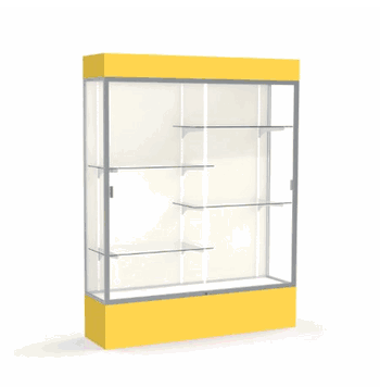 Spirit Goldenrod Display Case (Lighted), Plaque Fabric Back w/ Satin Natural aluminum frame finish, 80"H x 60"W x 16"D - Click to enlarge