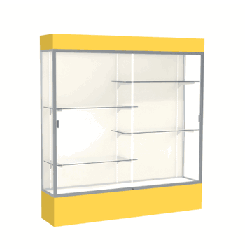 Spirit Goldenrod Display Case (Lighted), Plaque Fabric Back w/ Satin Natural aluminum frame finish, 80"H x 72"W x 16"D - Click to enlarge