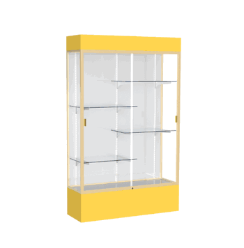 Spirit Goldenrod Display Case (Lighted), White Laminate Back w/ Champagne aluminum frame finish, 80"H x 48"W x 16"D - Click to enlarge