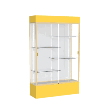 Spirit Goldenrod Display Case (Lighted), White Laminate Back w/ Champagne aluminum frame finish, 80"H x 48"W x 16"D - Click to enlarge
