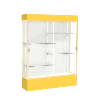 Spirit Goldenrod Display Case (Lighted), White Laminate Back w/ Champagne aluminum frame finish, 80"H x 60"W x 16"D - Click to enlarge