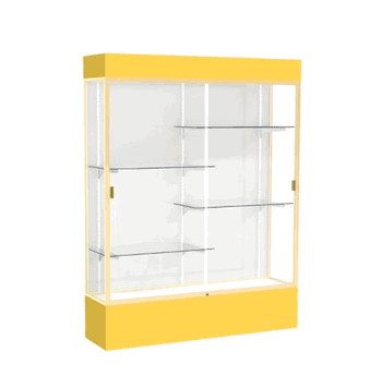 Spirit Goldenrod Display Case (Lighted), White Laminate Back w/ Champagne aluminum frame finish, 80"H x 60"W x 16"D - Click to enlarge